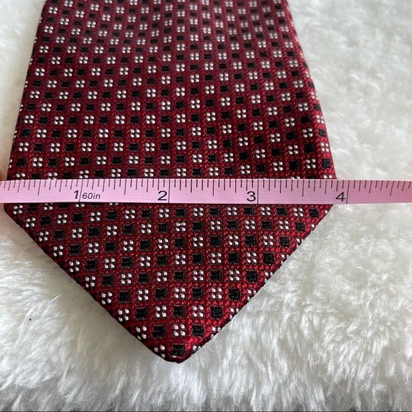 Carlo Palazzi Red Black and White Patterned Textured Silk Tie - Picture 9 of 9